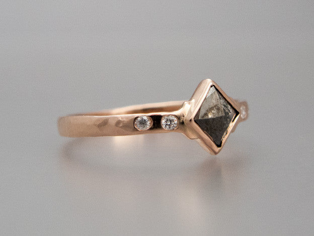 Square Rose-Cut Diamond and 14k Rose Gold Engagement Ring - Ready to ship in size 7